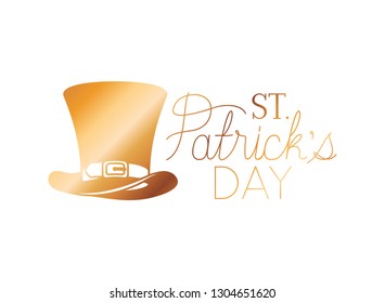 s.t. patrick`s day label with leprechaun hat icons