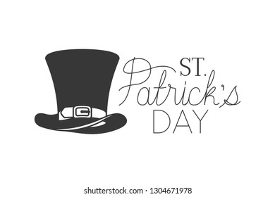 s.t. patrick`s day label with leprechaun hat icons