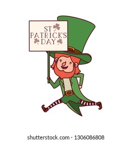 st patrick`s day label with leprechaun character
