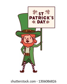 st patrick`s day label with leprechaun character