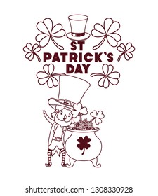 st patricks day label with leprechaun character