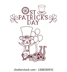 st patricks day label with leprechaun character