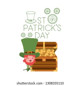 st patricks day label with leprechaun character