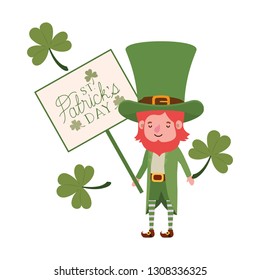 st patricks day label with leprechaun character
