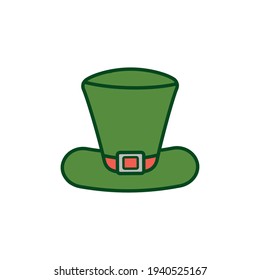 st patricks day label with leprechaun hat icons on white background . Vector illustration