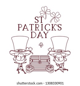 st patricks day label with leprechauns character