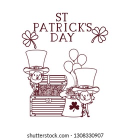 st patricks day label with leprechauns character