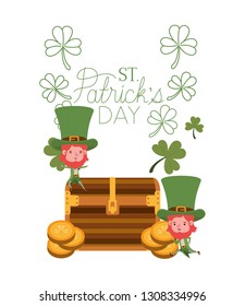 st patricks day label with leprechauns character