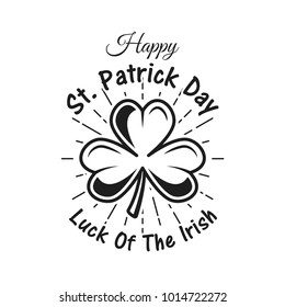St. Patrick's Day label in monochrome style. Vector illustration on white background