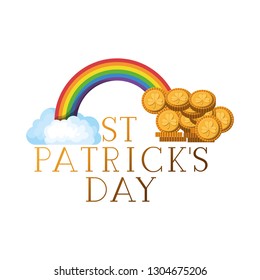 st patrick`s day label with rainbow icons