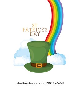 st patrick`s day label with rainbow icons