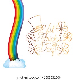st patricks day label with rainbow icons