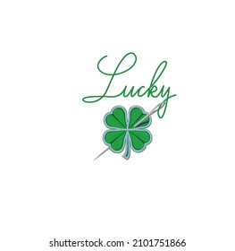 St. Patrick's Day, Сlover leaf, Embroidered patch. Design for greeting cards, posters, t shirt, stickers.