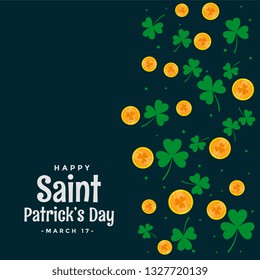st patricks day leaves and coins background