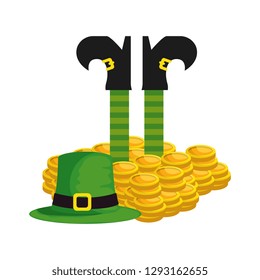 st patricks day legs elf with hat and coins