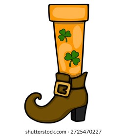 St. Patrick's Day Leprechaun Boot vector illustration with shamrocks
