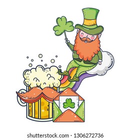 st patricks day leprechaun with clovers leafs