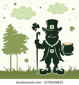 St. Patrick's day leprechaun colorful silhouette design