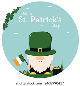  san patricks day leprechaun. Enano por el Día de San Patricio. Enanos irlandeses con un sombrero verde. Ilustración vectorial. tarjeta de felicitación