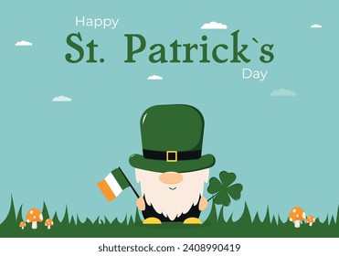  san patricks day leprechaun. Enano por el Día de San Patricio. Enanos irlandeses con un sombrero verde. Ilustración vectorial. tarjeta de felicitación