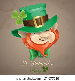 St Patrick's Day Leprechaun Face. Vector Illustration. Eps 10.