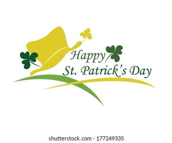 St. Patrick's Day with Leprechaun hat and shamrocks 