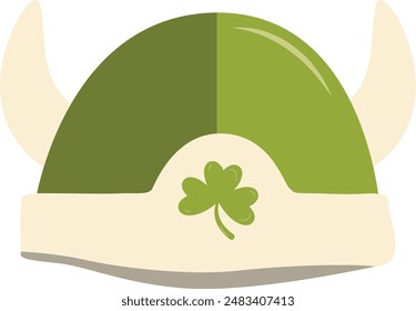 St. Patrick's Day Leprechaun Hat with Tree Leaves Clover Icon. Isolated on White Background. Vector Illustration.