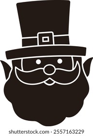 St Patrick's day Leprechaun head silhouette vector.
Irish Elf head silhouette.
Saint Patrick's Day element.
Good for greeting card,poster,banner,leaflet.
Transparent background.