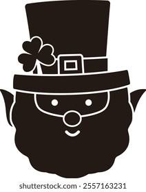 St Patrick's day Leprechaun head silhouette vector.
Irish Elf head silhouette.
Saint Patrick's Day element.
Good for greeting card,poster,banner,leaflet.
Transparent background.