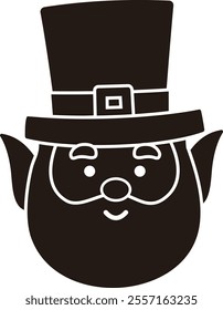 St Patrick's day Leprechaun head silhouette vector.
Irish Elf head silhouette.
Saint Patrick's Day element.
Good for greeting card,poster,banner,leaflet.
Transparent background.