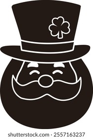 St Patrick's day Leprechaun head silhouette vector.
Irish Elf head silhouette.
Saint Patrick's Day element.
Good for greeting card,poster,banner,leaflet.
Transparent background.