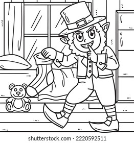 St. Patricks Day Leprechaun Holding Sock Coloring