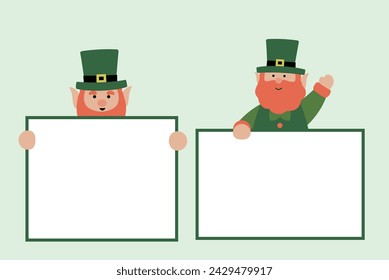 St. Patrick's Day leprechaun holding blank sign vector