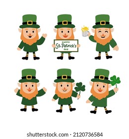 St Patrick's Day Leprechaun Illustration Set