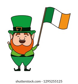 st patricks day leprechaun with ireland flag