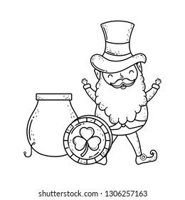 st patricks day leprechaun with treasure cauldron