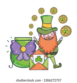 st patricks day leprechaun with treasure cauldron