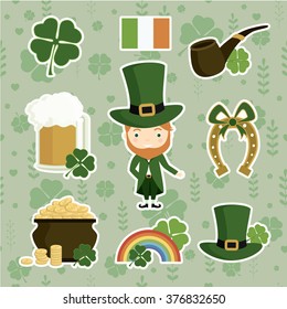 St. Patrick's Day. Leprechaun . Vector set