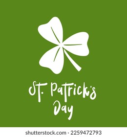 St. Patrick's Day. Lettering and clover. Cartoon. Vector illustration