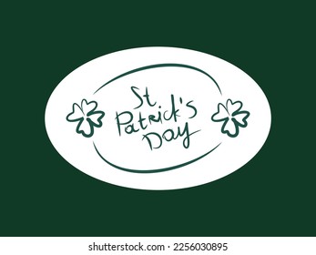 St. Patrick's Day lettering. March 17. Text typography for postcard, banner, poster. Clover brush drawing