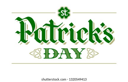 St. Patricks Day lettering on white background. Eps8. RGB. Global colors