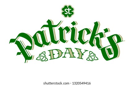 St. Patricks Day lettering on white background. Eps8. RGB. Global colors