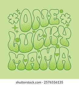 St Patrick's Day Lettering One Lucky Mama T Shirt Design