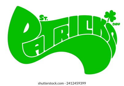 St. Patrick's day lettering with vintage typography design in green. Retro text style for cultural festival poster, parade flyer, sticker, t-shirt, pillowcase, greeting card.