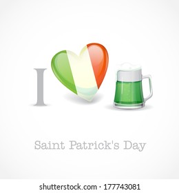 St. Patrick's Day. I Love Beer. Vector Illustration. Eps 10.