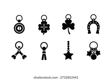 St Patrick's Day Lucky Charm Keychain Dangle Silhouettes Vector Pack