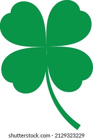 St. Patrick's Day Lucky Clover Leaf, Four Leaf Isolated On White Back Ground. Vector illustration.