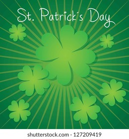 St Patricks Day lucky clovers, On green background