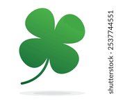 St Patrick's Day. Lucky Four-leaf clover, Green Four leaf clover vector icon. Lucky and happiness concept. Shamrock - green four leaf clover icon. Good luck theme design element.