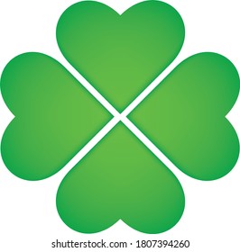 St Patrick's Day. Lucky Four-leaf clover, Four leaf clover vector icon. Lucky and happiness concept. Shamrock - green four leaf clover icon. Good luck theme design element.